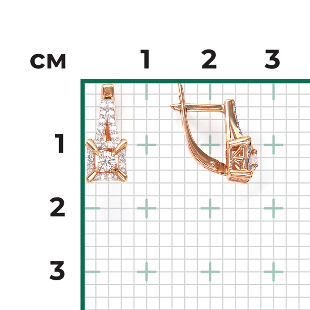 Серьги с английским замком из красного золота с бриллиантами 02-0942-00-101-1110-30