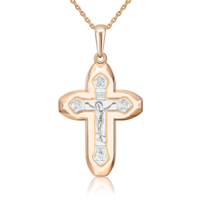 Православный крест из комбинированного золота 03-2221-00-000-1111-42