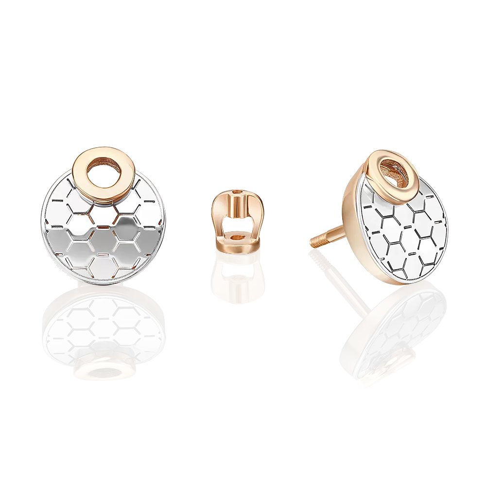 Серьги-пусеты из комбинированного золота 02-5267-01-000-1111