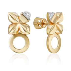 Серьги-пусеты из комбинированного золота с бриллиантами 02-4984-00-101-1121