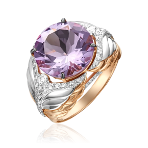 Кольцо из комбинированного золота с аметистом и натуральными топазами white 01-5415-00-225-1111-46