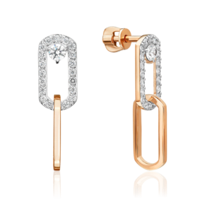 Серьги-пусеты из красного золота с фианитами 02-5648-00-401-1110