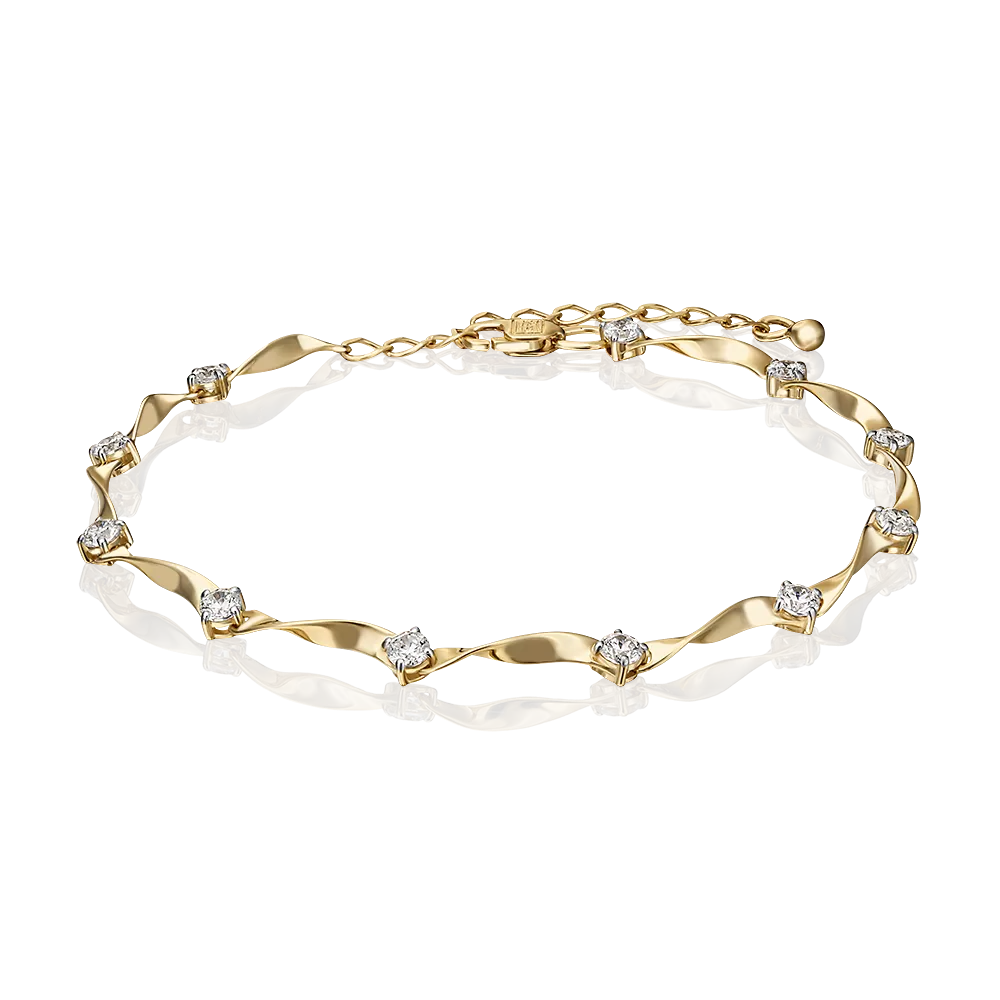 Браслет из лимонного золота с фианитами 05-0616-00-501-1130-38