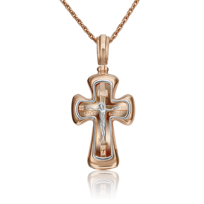 Православный крест из комбинированного золота 03-2952-00-000-1111-42