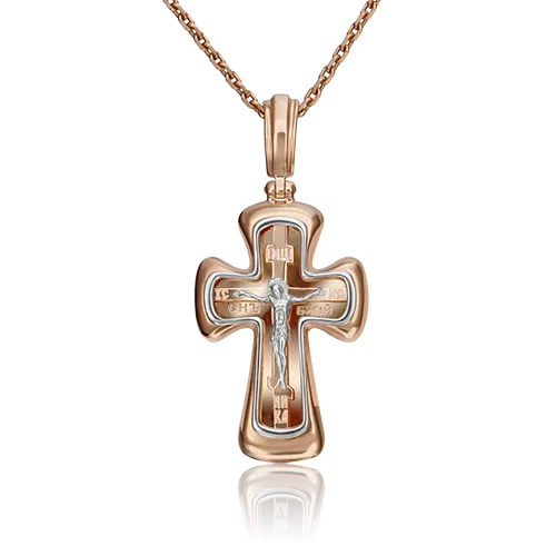 Православный крест из комбинированного золота 03-2952-00-000-1111-42