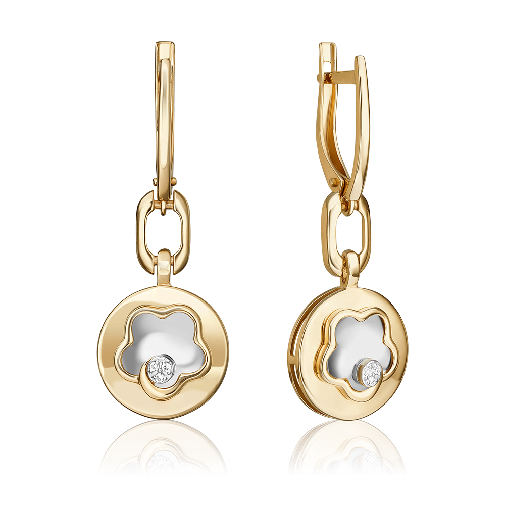 Серьги с английским замком из комбинированного золота с бриллиантами 02-4986-00-101-1121