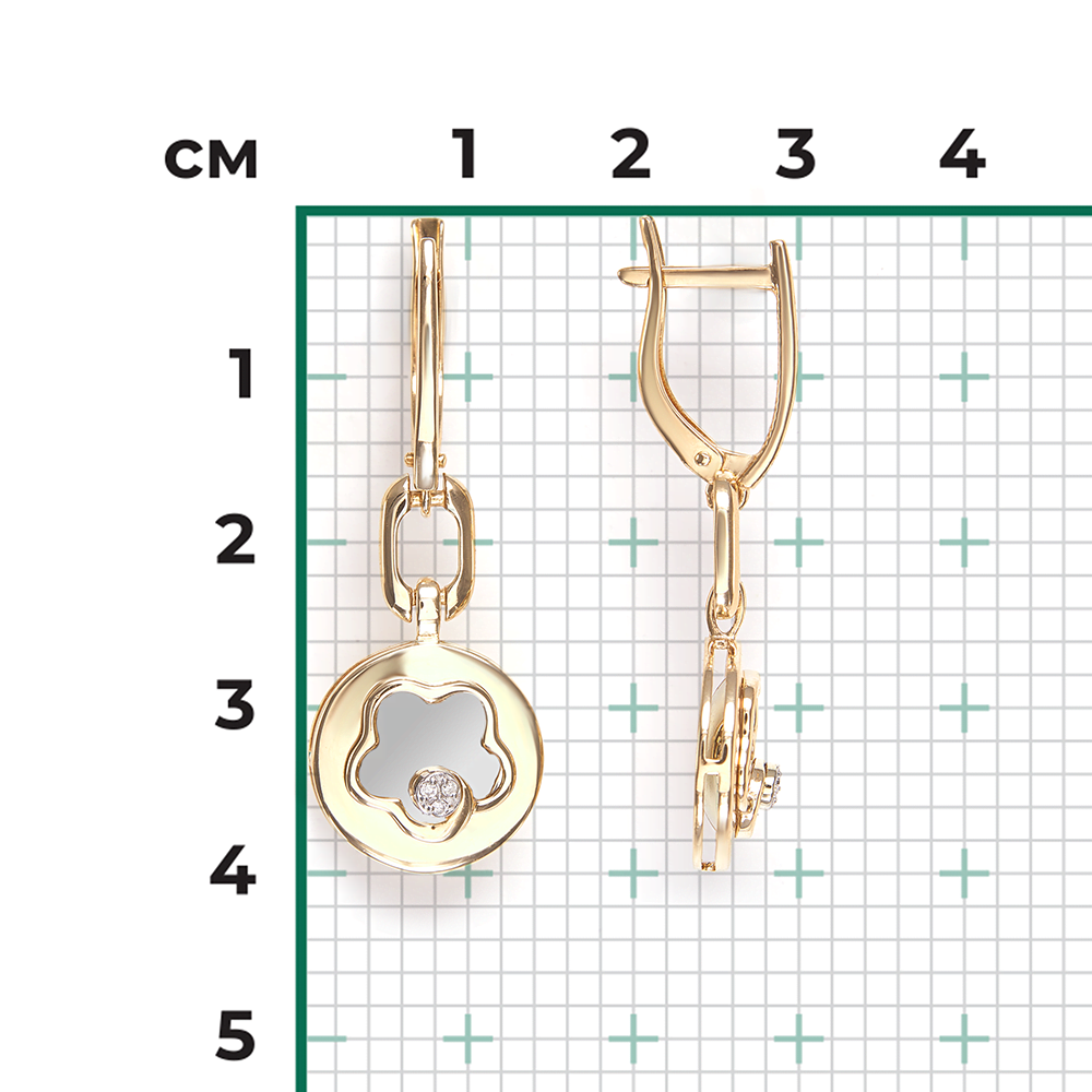 Серьги с английским замком из комбинированного золота с бриллиантами 02-4986-00-101-1121