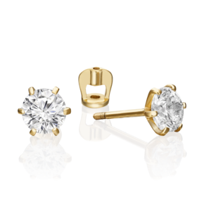 Серьги-пусеты из лимонного золота с фианитом