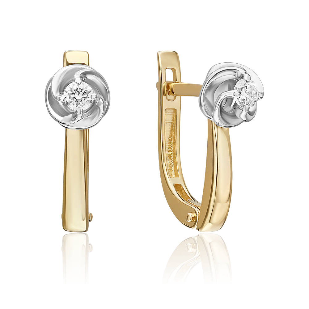 Серьги с английским замком из комбинированного золота с бриллиантом 02-5341-00-101-1121