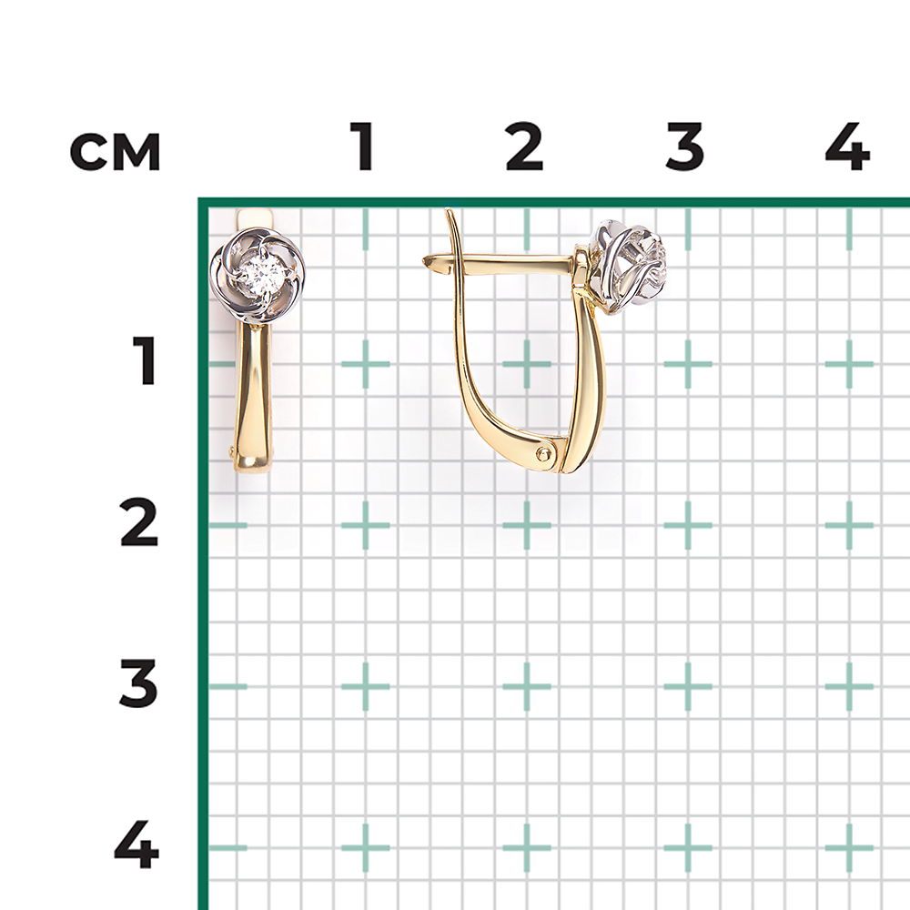 Серьги с английским замком из комбинированного золота с бриллиантом 02-5341-00-101-1121
