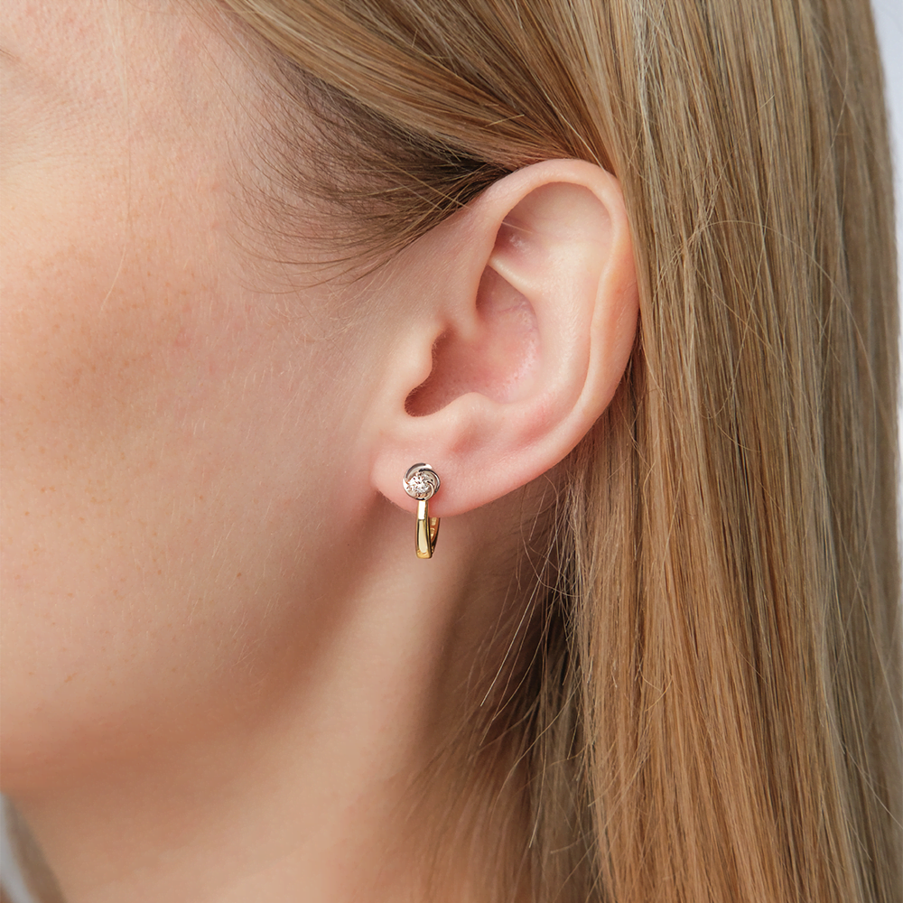 Серьги с английским замком из комбинированного золота с бриллиантом 02-5341-00-101-1121