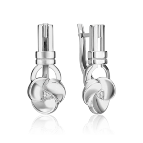Серьги с английским замком из белого золота с бриллиантами 02-5015-00-101-1120