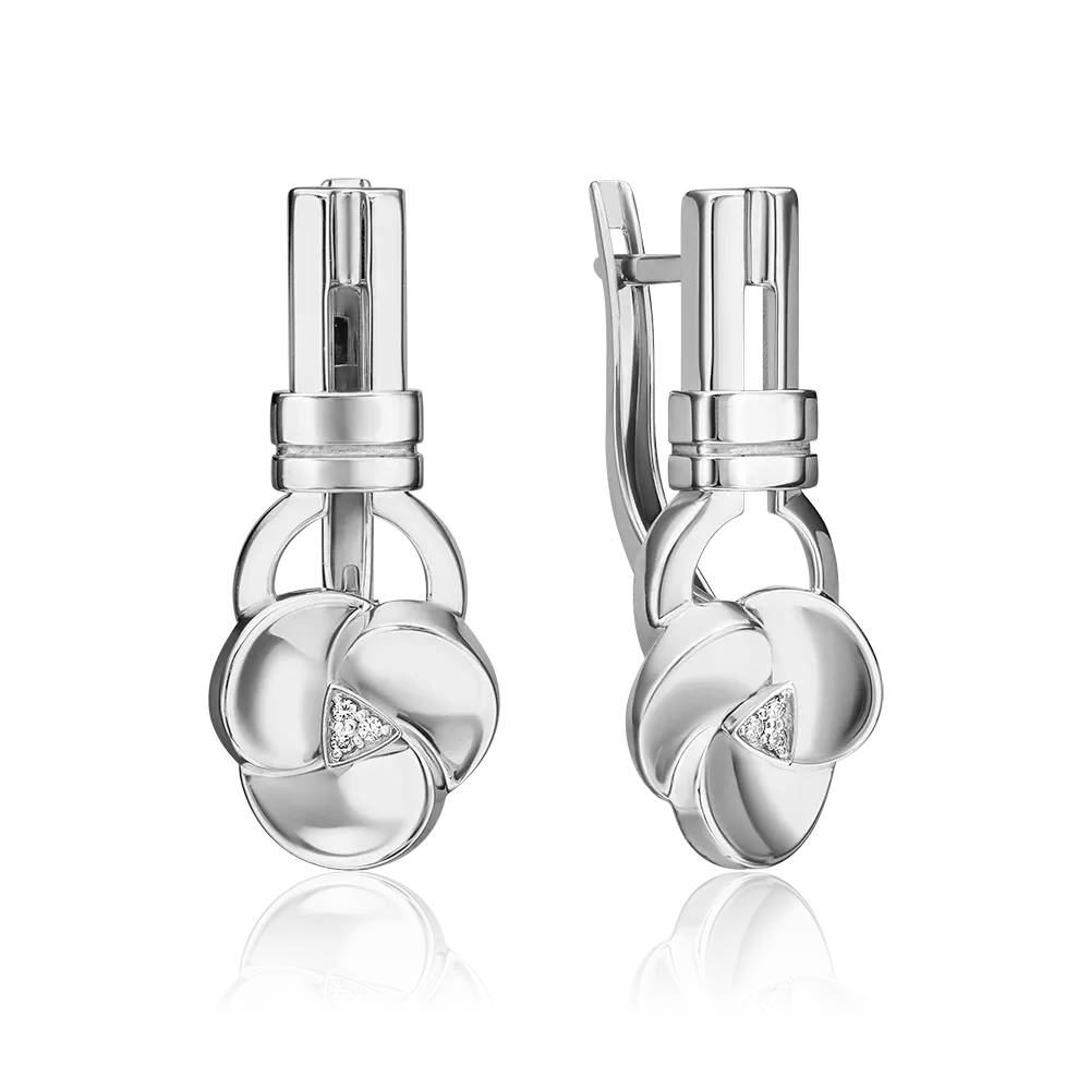 Серьги с английским замком из белого золота с бриллиантами 02-5015-00-101-1120