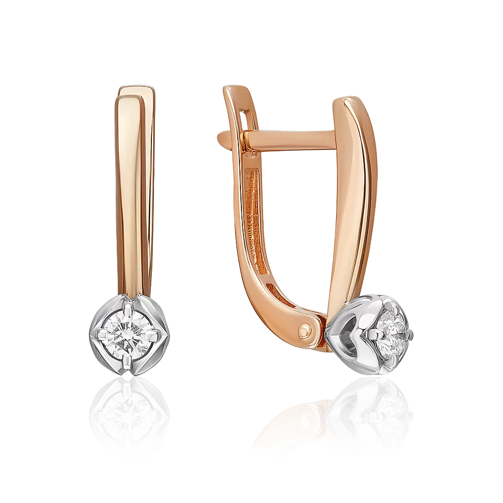 Серьги с английским замком из комбинированного золота с бриллиантом 02-5336-00-101-1111