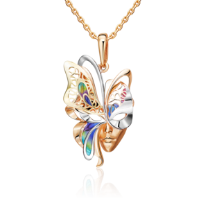 Подвеска «Маска» из комбинированного золота с эмалью 03-2784-00-000-1113-59