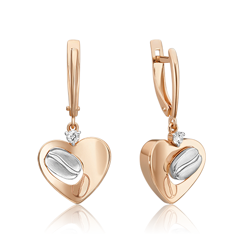 Серьги с английским замком из комбинированного золота с натуральным топазом white 02-4918-01-201-1111