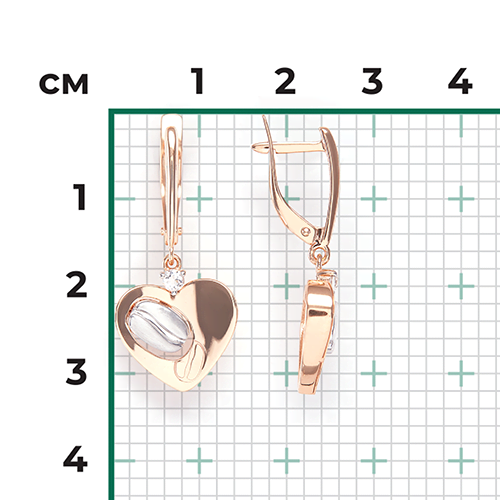 Серьги с английским замком из комбинированного золота с натуральным топазом white 02-4918-01-201-1111