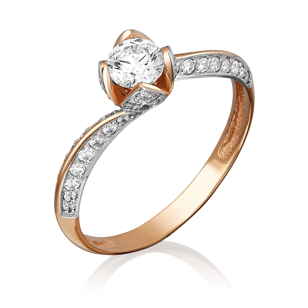 Помолвочное кольцо из красного золота с фианитами 01-4725-00-501-1110-38