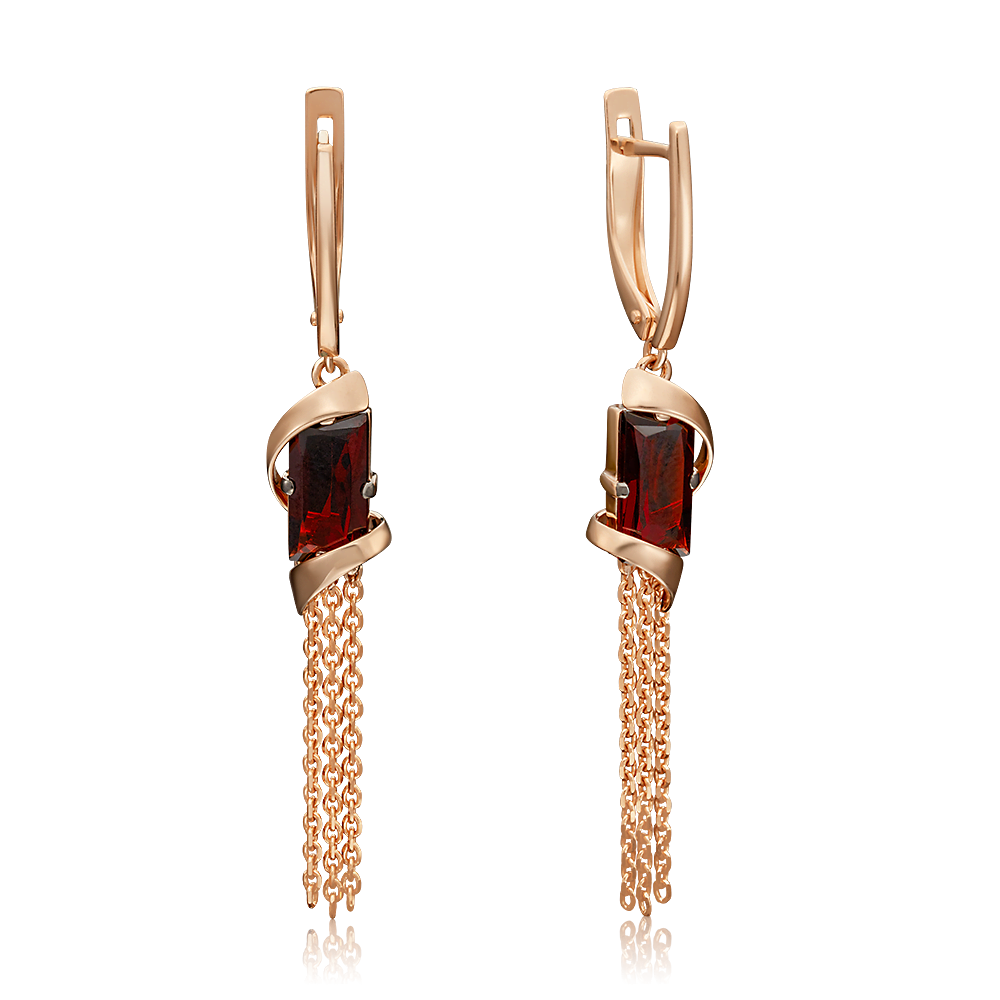 Серьги с английским замком из красного золота с гранатом 02-4563-00-204-1110-46