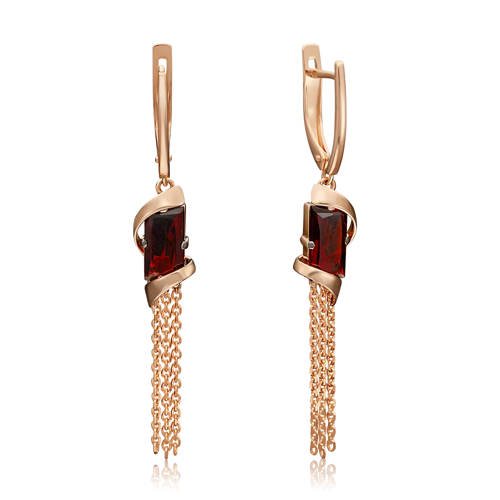 Серьги с английским замком из красного золота с гранатом 02-4563-00-204-1110-46