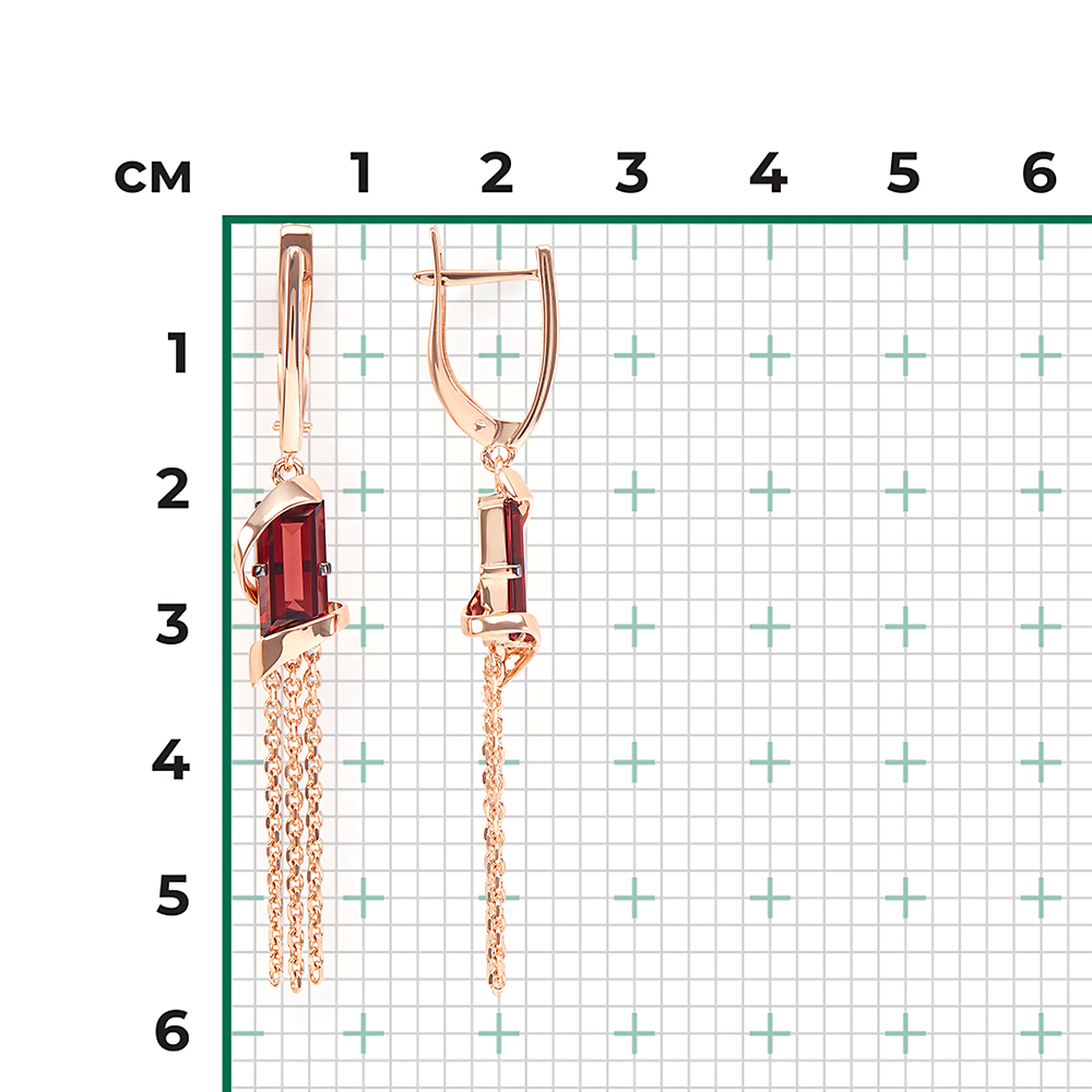 Серьги с английским замком из красного золота с гранатом 02-4563-00-204-1110-46