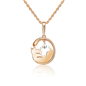 Подвеска «Кошка с игрушкой» из комбинированного золота 03-3045-00-000-1111-64