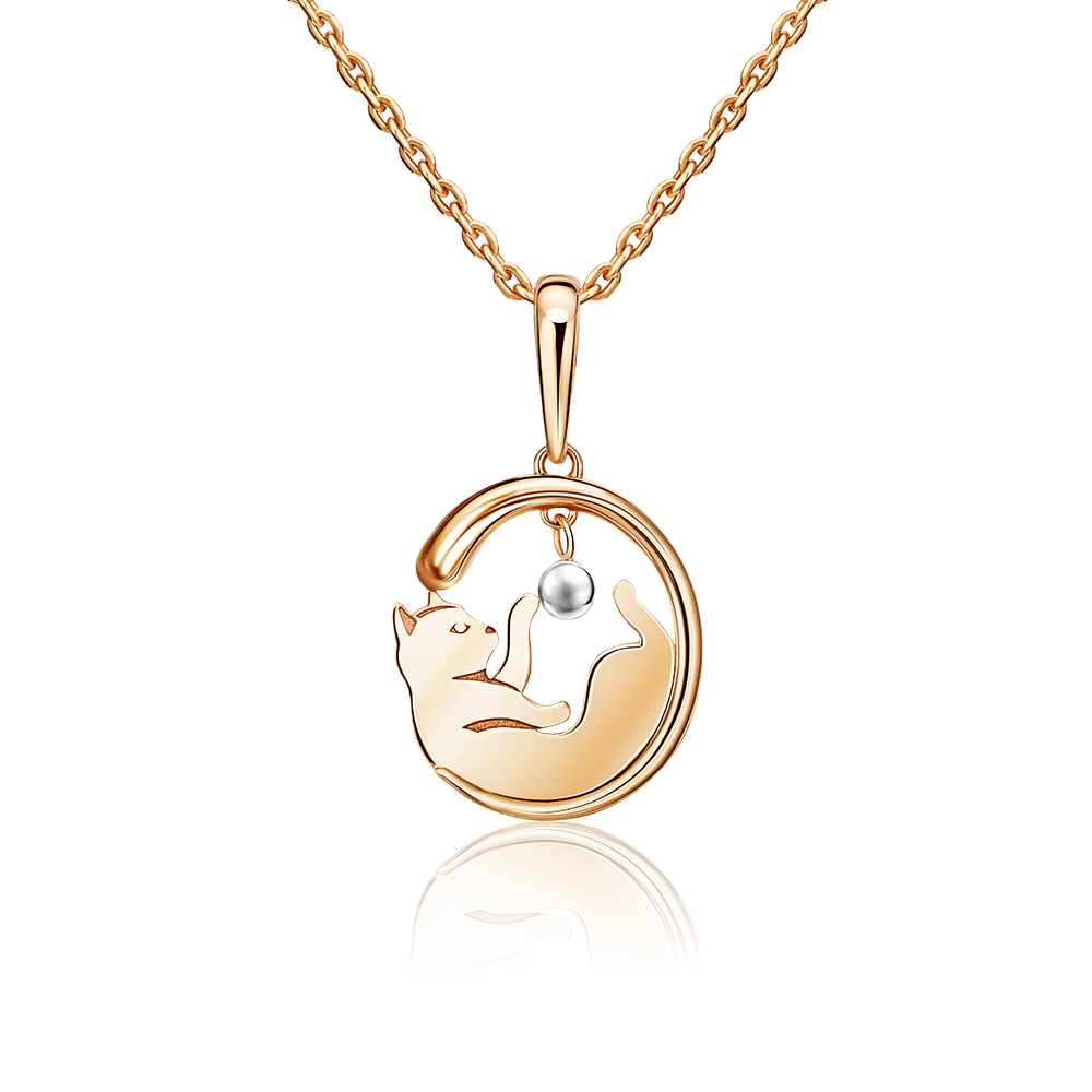 Подвеска «Кошка с игрушкой» из комбинированного золота 03-3045-00-000-1111-64