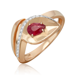 Кольцо из красного золота с рубином и бриллиантами 01-5742-00-107-1110