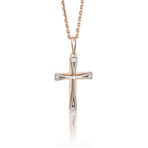 Декоративный крест из комбинированного золота с фианитами 03-2735-00-401-1111-03