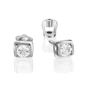 Серьги-пусеты из белого золота с фианитом 02-4204-00-501-1120-38