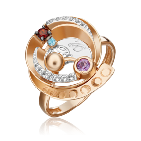 Кольцо «Парад планет» из комбинированного золота с миксом камней 01-5479-00-712-1111-76