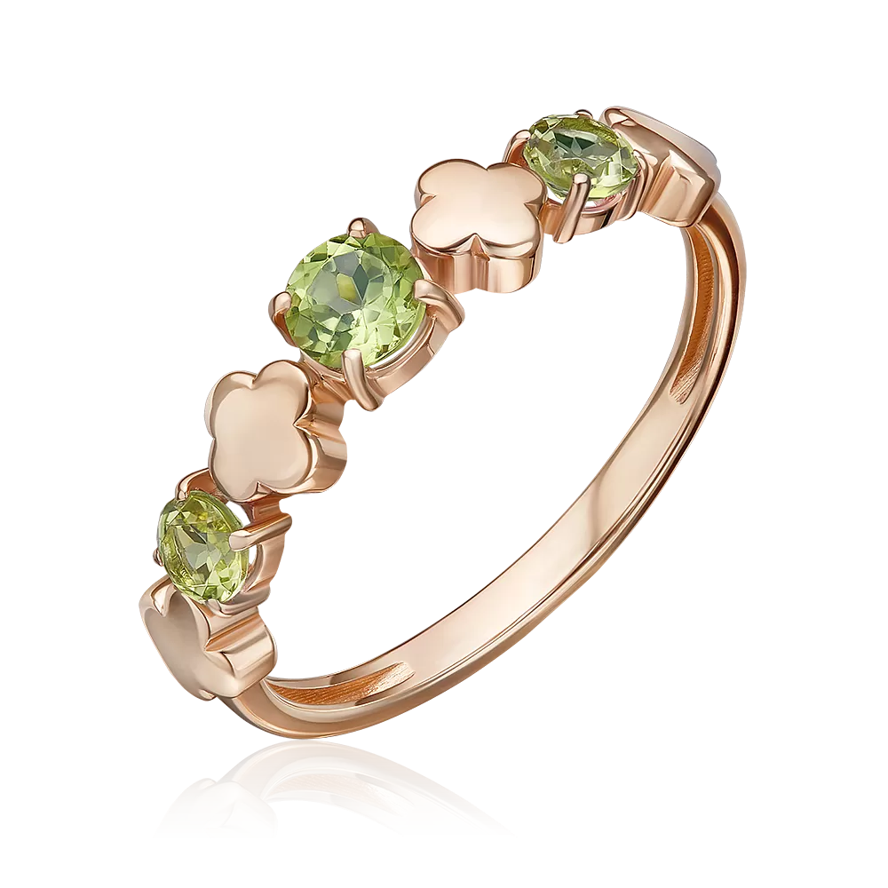 Кольцо из красного золота с хризолитами 01-5835-00-205-1110