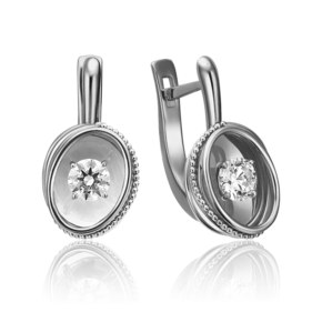 Серьги с английским замком из белого золота с фианитом 02-4299-00-501-1120-38