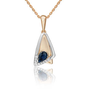 Подвеска из комбинированного золота с сапфиром и бриллиантами 03-3459-00-105-1111