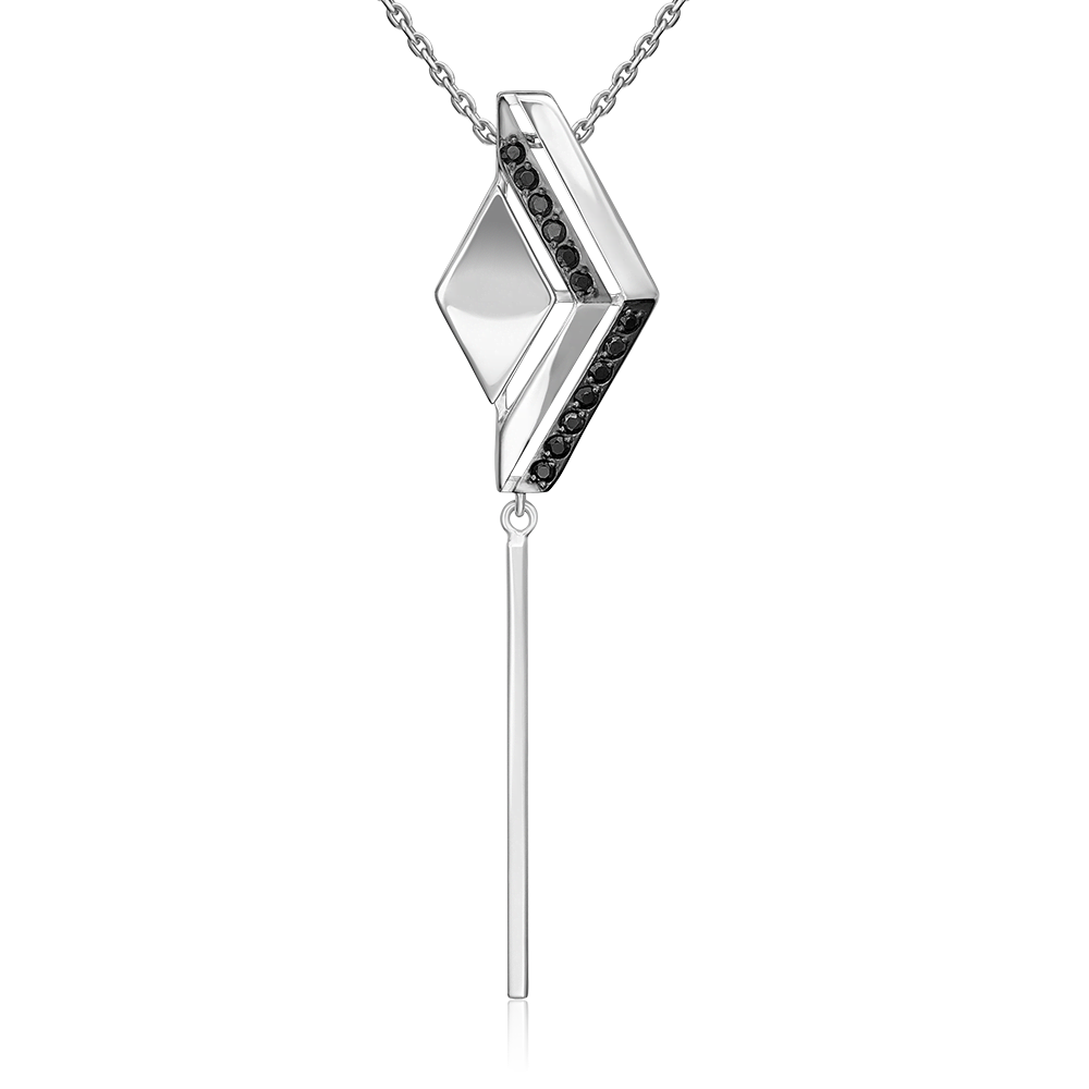 Подвеска из серебра с чёрными фианитами 03-3394-00-402-0200