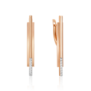 Серьги с английским замком из красного золота с фианитами 02-5123-00-401-1110