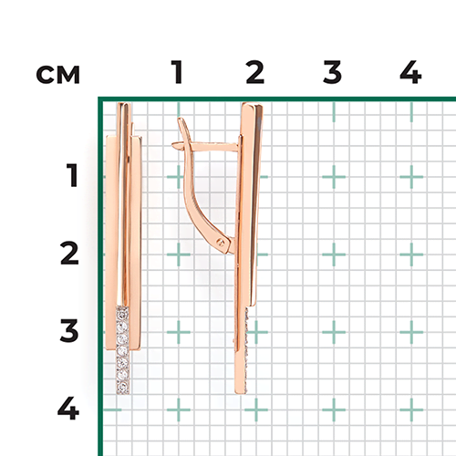 Серьги с английским замком из красного золота с фианитами 02-5123-00-401-1110