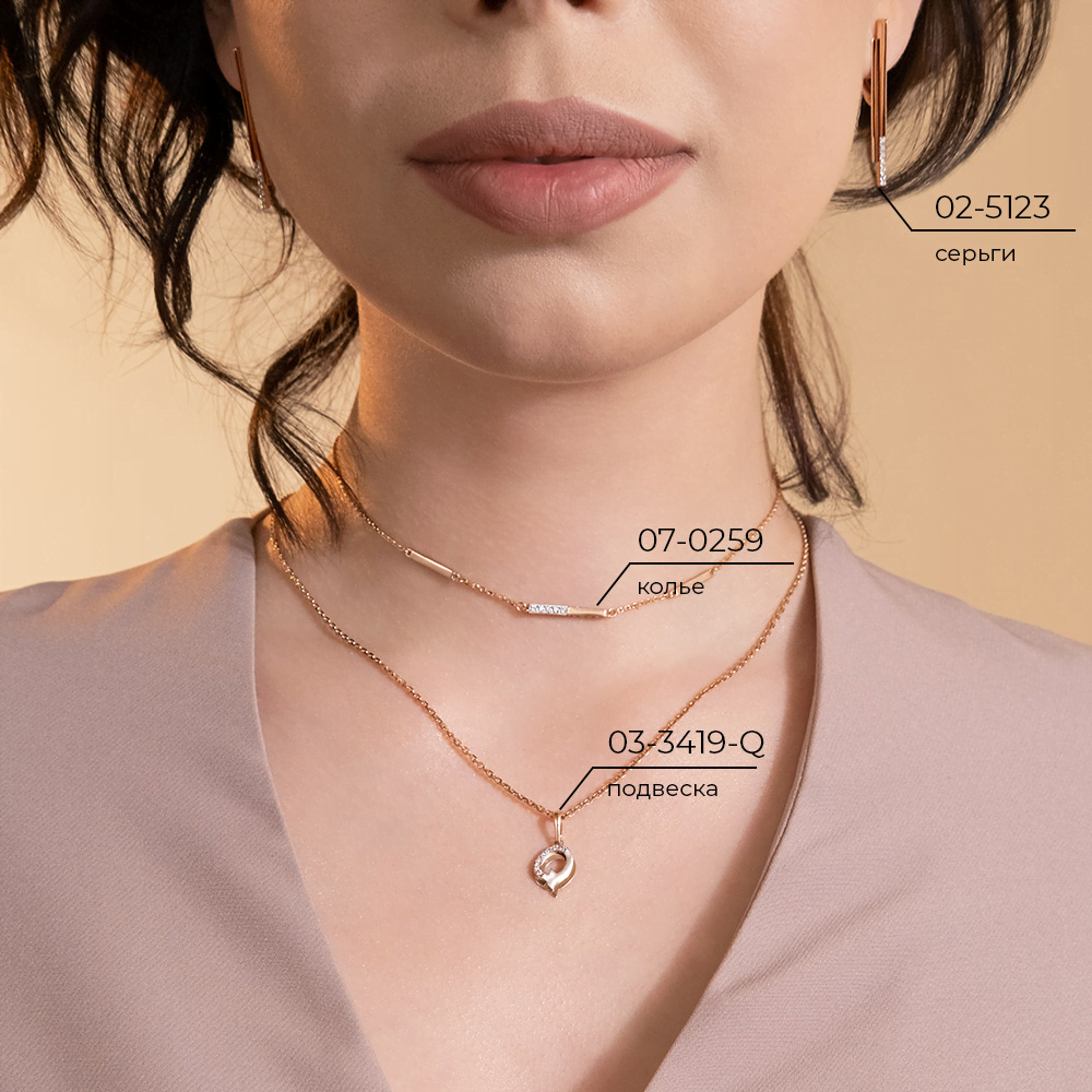 Серьги с английским замком из красного золота с фианитами 02-5123-00-401-1110