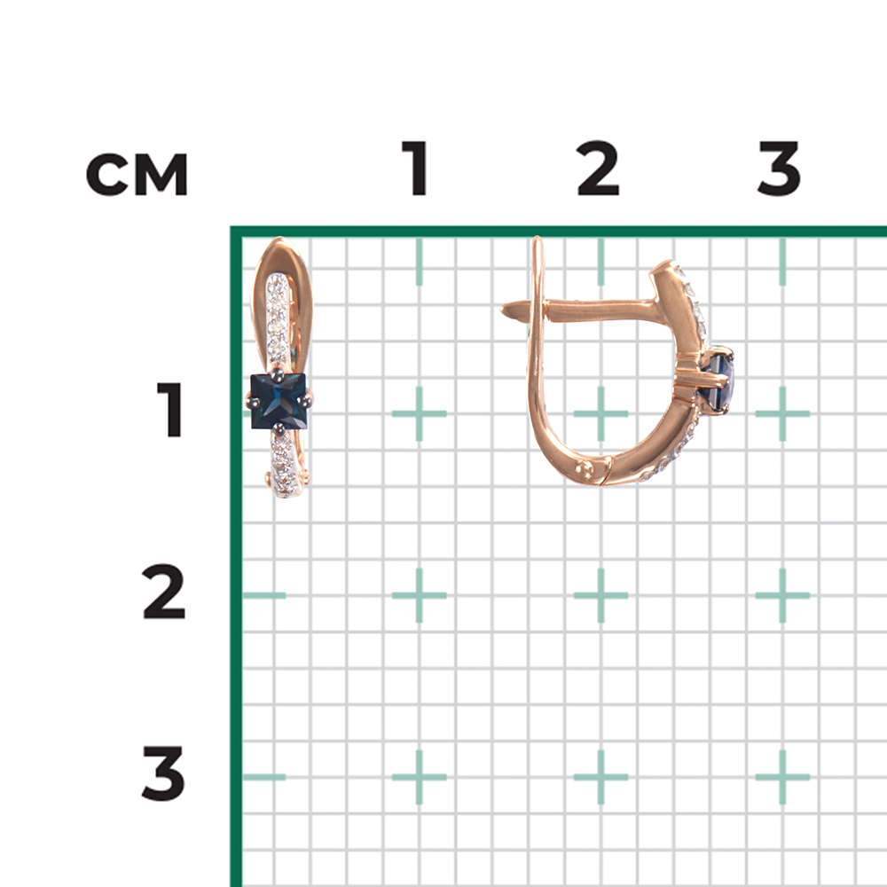 Серьги с английским замком из красного золота с сапфиром и бриллиантами 02-0895-00-105-1110-30