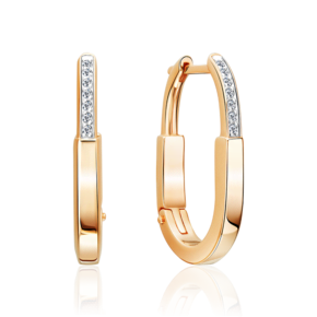 Серьги с английским замком из красного золота с фианитами 02-5549-00-401-1110