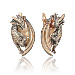 Серьги «Драконы» с английским замком из красного золота 02-5281-00-000-1110