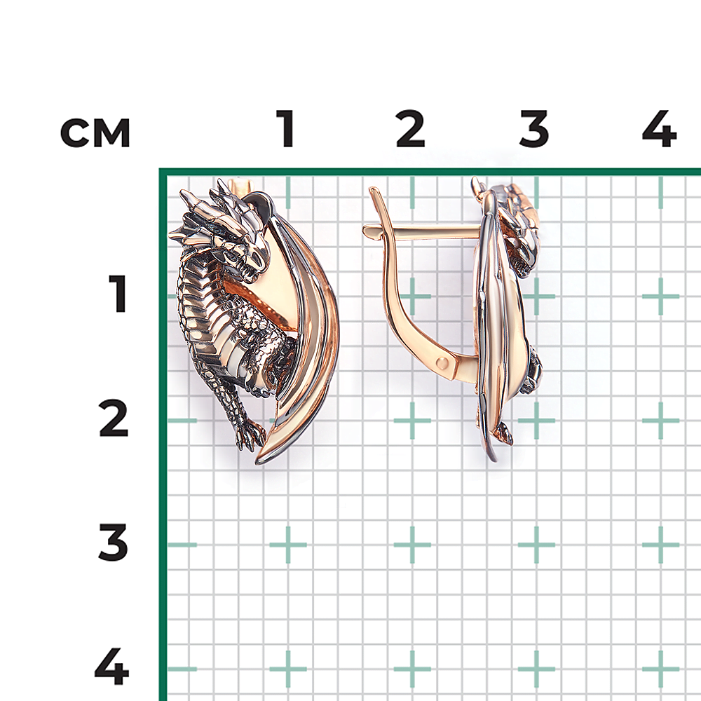 Серьги «Драконы» с английским замком из красного золота 02-5281-00-000-1110