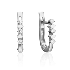 Серьги с английским замком из белого золота с бриллиантами 02-0180-00-101-1120-30