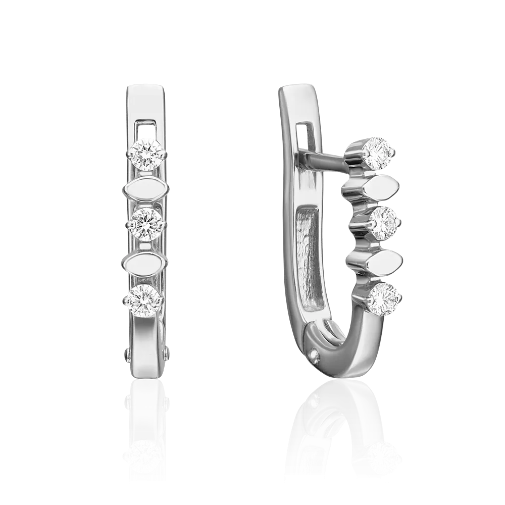 Серьги с английским замком из белого золота с бриллиантами 02-0180-00-101-1120-30