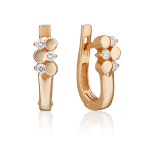 Серьги с английским замком из красного золота с бриллиантами 02-0193-00-101-1110-30