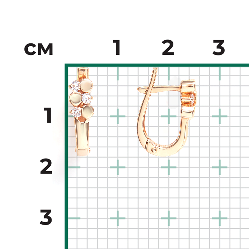 Серьги с английским замком из красного золота с бриллиантами 02-0193-00-101-1110-30