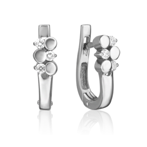 Серьги с английским замком из белого золота с бриллиантами 02-0194-00-101-1120-30