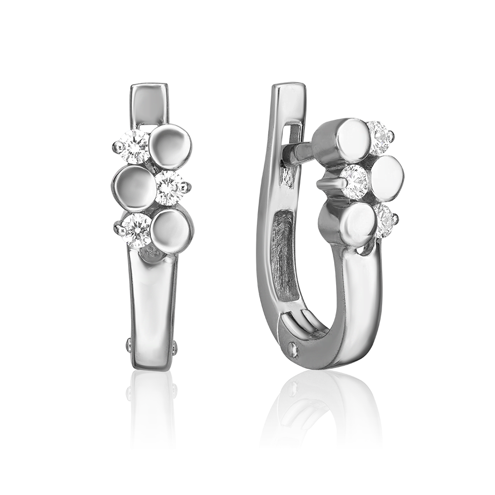 Серьги с английским замком из белого золота с бриллиантами 02-0194-00-101-1120-30