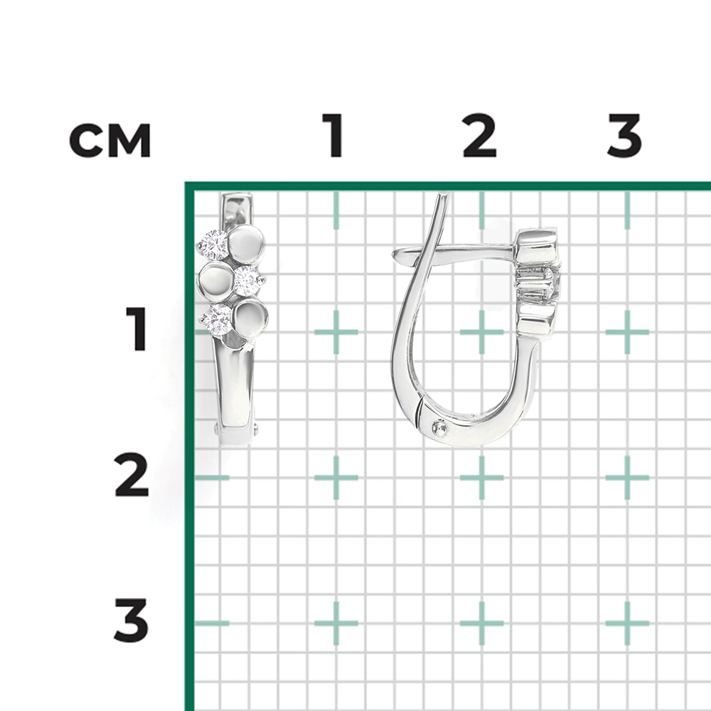 Серьги с английским замком из белого золота с бриллиантами 02-0194-00-101-1120-30
