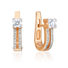 Серьги с английским замком из красного золота с бриллиантами 02-0199-00-101-1110-30